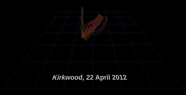 [screenshot of Kirkwood GPS trace, 22 Apr 2012]