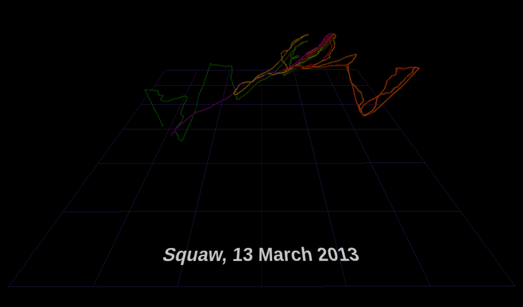 [screenshot of Squaw Valley GPS trace, 13 Mar 2013]