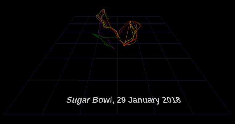 [screenshot of Sugar Bowl GPS trace, 29 Jan 2018]
