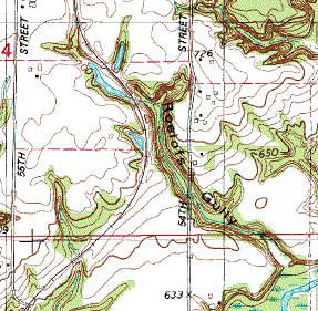 [section of TopoZone map showing Roelofs Gully, Michigan (USA)]