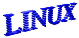 [ray-traced `LINUX' in the style of IBM's logo]