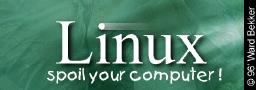 [`Linux: spoil your computer!' over a green marble background]
