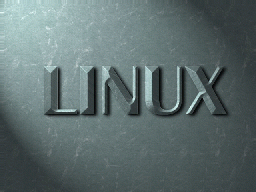 [highlighted, sculpted `LINUX' on green marble background]