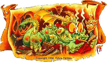 [cute drawing of FutureFantasy dragon reading books]